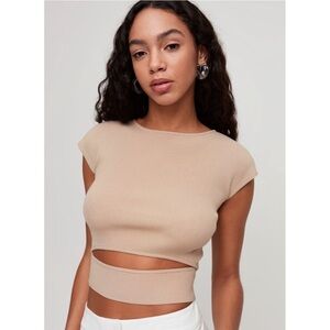 Wilfred Free | Cut Out Knit Top Tan Beige Size XXS Aritzia